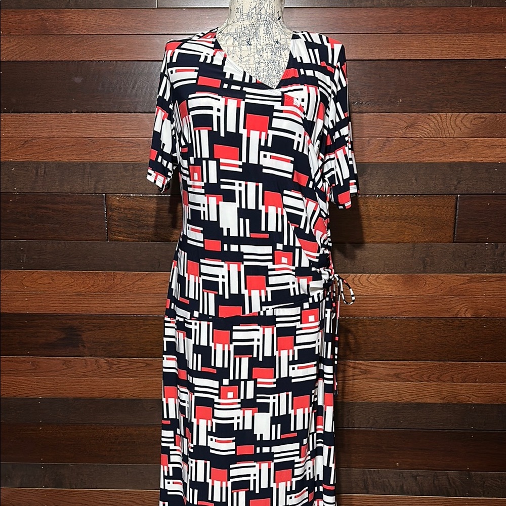 Jones Studio Geometric Maxi Dress - Red, Black, White